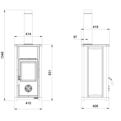 Voorbeeld: Houtkachel La Nordica Tea 5.0 | 7 kW