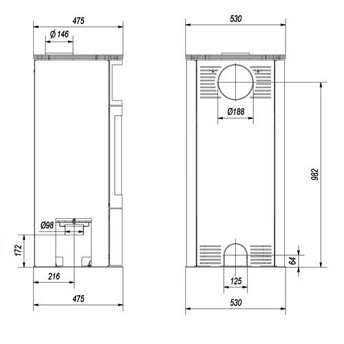 Voorbeeld: Houtkachel Fram Stefanie 6 kW