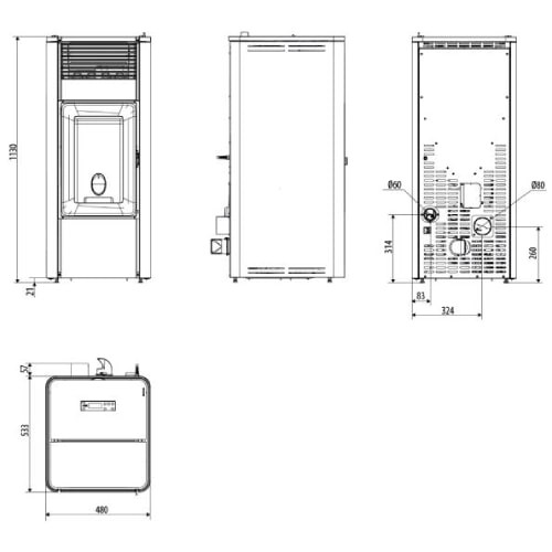 Voorbeeld: Pelletkachel MCZ TEIA Comfort Air 10 S2 10 kW