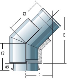 V-Bogen 45° (für Verbindungsleitung druckdicht) - doppelwandig - Raab DW-Alkon