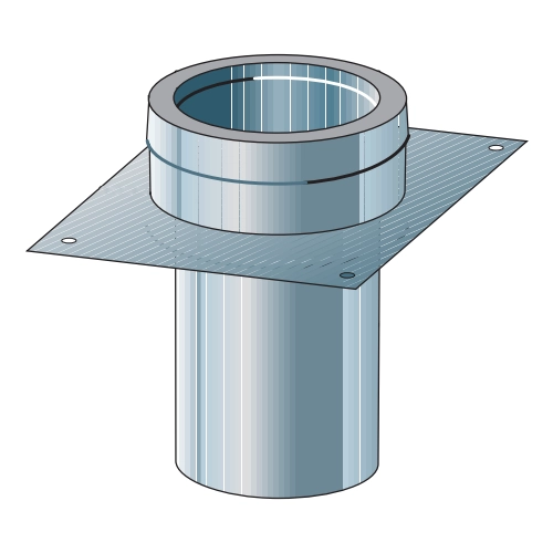 Voetstuk voor rookkanaalinstallatie, rond inzetstuk - dubbelwandig - Raab DW-Alkon