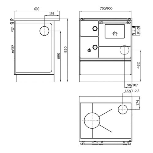 Voorbeeld: Kookkachel Wamsler Westminster Kookkachel voor vaste brandstoffen K 176 A/90 | 5 kW