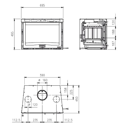 Voorbeeld: Inbouwhaard La Nordica Inserto 70 H 49 | 4.0 - Ventilato 6,7 kW