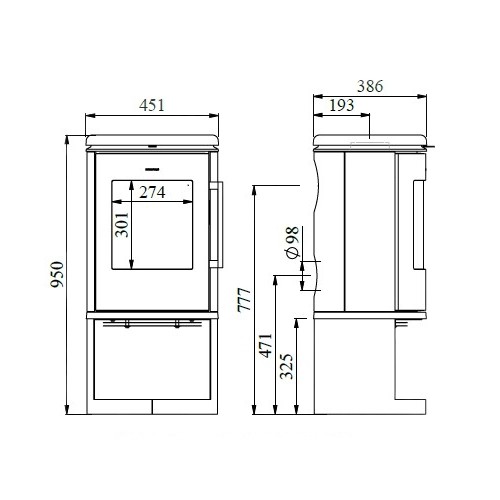 Voorbeeld: Houtkachel Morsoe 6843 | 5,9 kW met houtopbergvak