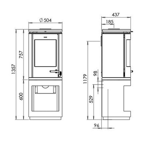 Voorbeeld: Houtkachel Morsoe 7893 | 7,3 kW Houtopbergvak