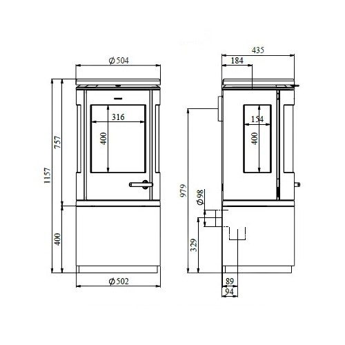 Voorbeeld: Houtkachel Morsoe 7943 | 7,3 kW met houtopbergvak