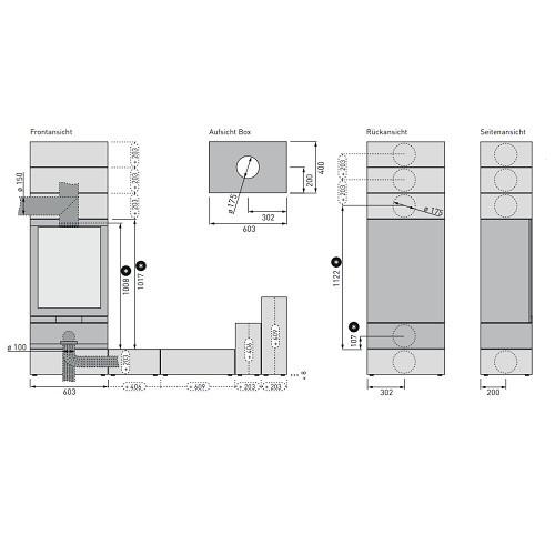 Voorbeeld: Houtkachel Skantherm Brennkammer Elements 603 Front 6kW