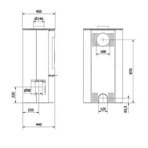 Voorbeeld: Houtkachel Fram Lilli 6 kW