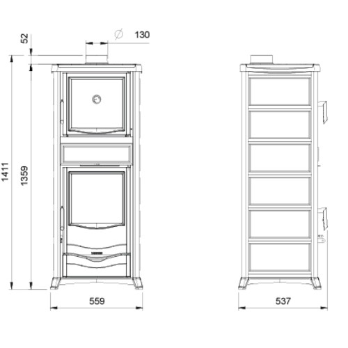 Voorbeeld: Houtkachel La Nordica Rossella Plus Forno 5.0 - Petra 9,4 kW met bakoven