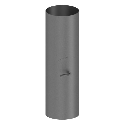Kachelpijp - Lengte element 500 mm met trekklep, deur en luchttoevoer (zonder zuigtrek) - grijs - Tecnovis Tec-Stahl