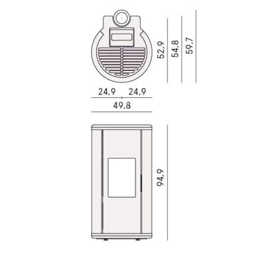 Voorbeeld: Pelletkachel Cadel Sound 7 Up-Twin 7 kW