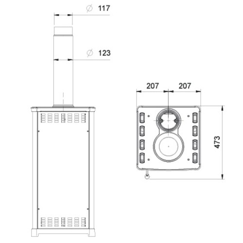 Voorbeeld: Houtkachel La Nordica Tea 5.0 | 7 kW