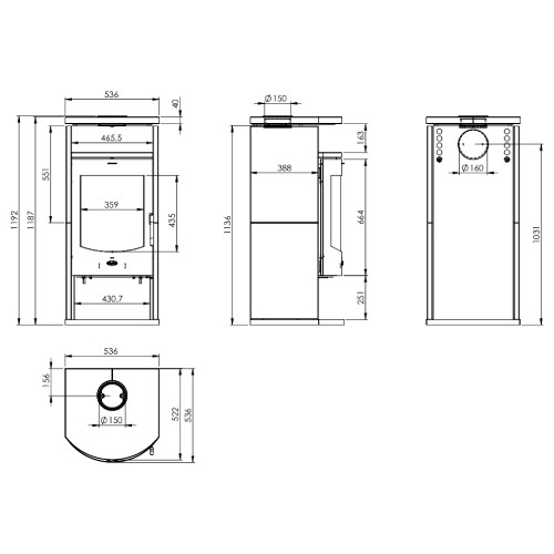 Voorbeeld: Houtkachel Fireplace Barcelona 8 kW