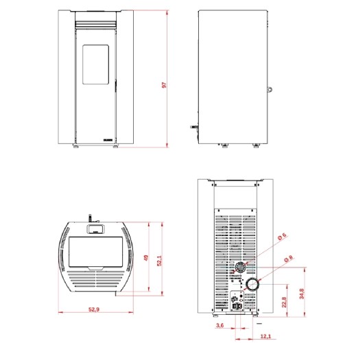 Voorbeeld: Pelletkachel Palazzetti Ecofire Flo TC 6 kW