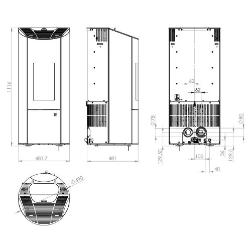 Voorbeeld: Pelletkachel Olsberg Levana Aqua 3.0 | 8 kW watervoerend kamerlucht onafhankelijk