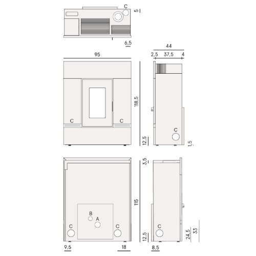 Voorbeeld: Pelletkachel Cadel Mithos Plus 12 Ps 12 kW