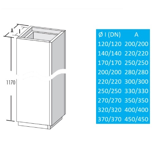 Voorbeeld: Lichtgewicht schacht - Schachtelement 1200 mm (Effectieve lengte 1170 mm) - Raab L90