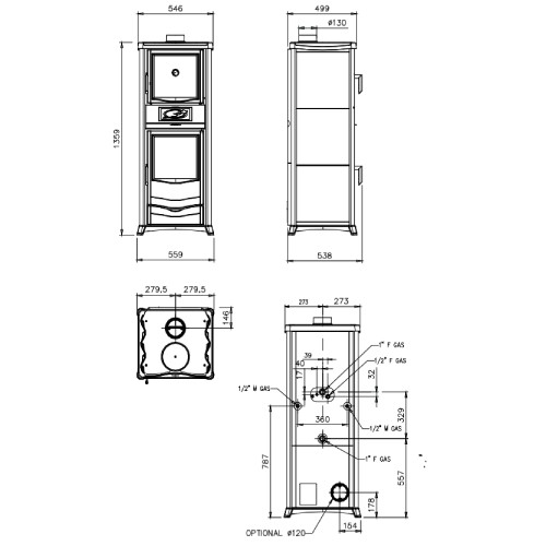 Voorbeeld: Houtkachel La Nordica TermoRossella Plus Forno DSA 4.0 | 11,1 kW watervoerend met bakoven