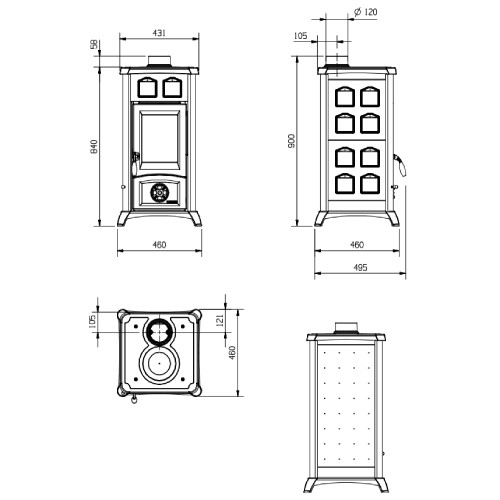 Voorbeeld: Houtkachel La Nordica Gemma 6 kW