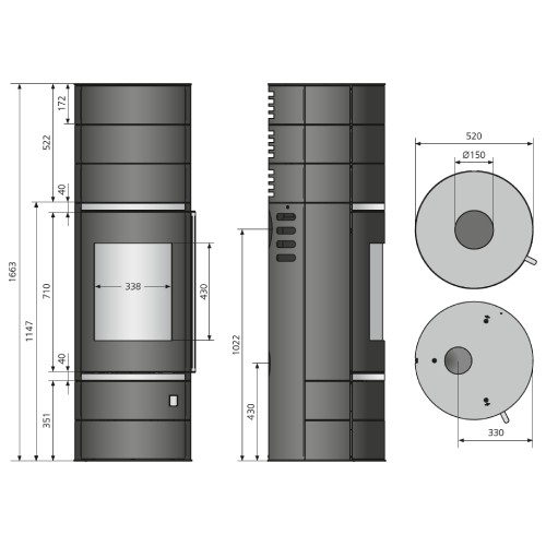 Voorbeeld: Houtkachel Oranier Ostro (W+) 6,5 kW