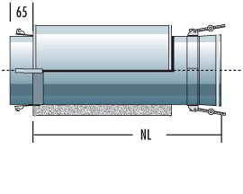 V-Rohrelement 1000 mm (für Verbindungsleitung druckdicht) - doppelwandig - Raab DW-Alkon-Copy