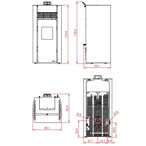 Voorbeeld: Pelletkachel Palazzetti Ecofire Bianca Lux Pro 3 | 12 kW