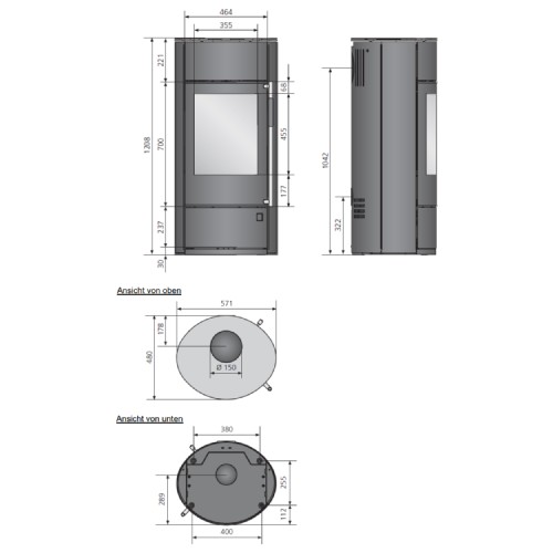 Voorbeeld: Houtkachel Oranier Polar Neo Blackline 6,5 kW