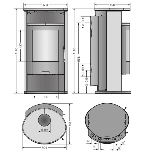 Voorbeeld: Houtkachel Justus Island Aqua 2.0 | 10 kW watervoerend