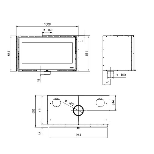 Voorbeeld: Inbouwhaard La Nordica Inserto 100 Wide 8,1 kW