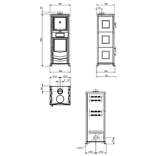 Voorbeeld: Houtkachel La Nordica Rossella Plus Forno Evo 9,1 kW met bakoven