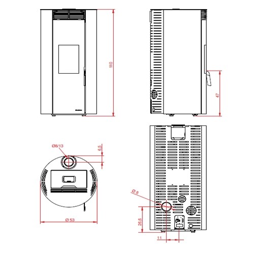 Voorbeeld: Pelletkachel Palazzetti Ecofire Emily TC US 6 kW