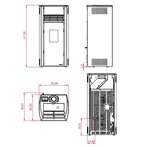 Voorbeeld: Pelletkachel Palazzetti Ecofire Aurora US Pro 2 | 12 kW