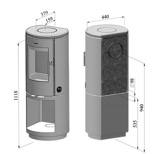 Voorbeeld: Houtkachel Morsoe 7393 | 4,3 kW met houtopbergvak