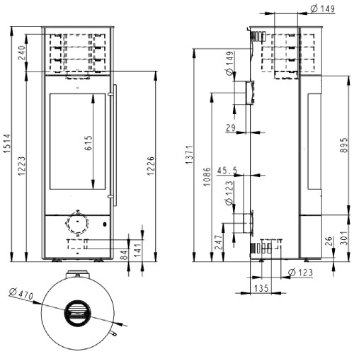 Voorbeeld: Houtkachel Olsberg Palena PowerBloc! Compact 5 kW kamerlucht onafhankelijk