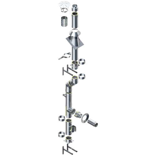 Rookkanaal dubbelwandig Ø 150 mm bouwpakket - Raab DW 25 Optilife