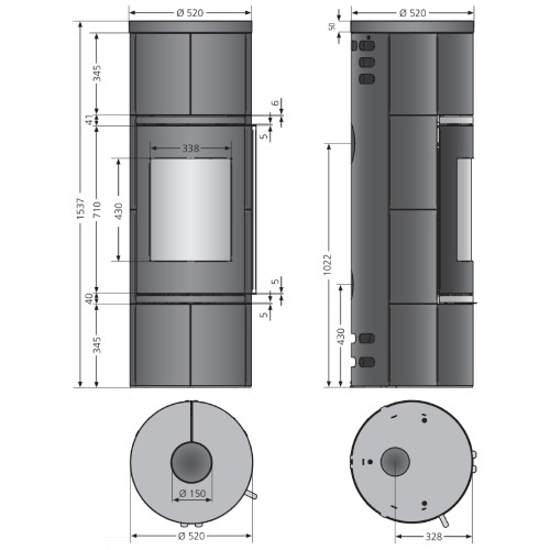 Voorbeeld: Houtkachel Oranier Arkona W+ 2.0 | 7 kW warmteopslag stenen