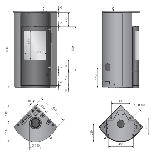 Voorbeeld: Houtkachel Oranier Polar Neo Eck 6,5 kW