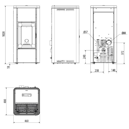 Voorbeeld: Pelletkachel MCZ MIDA Air 8 S1 8,3 kW