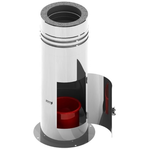 Telescopische steun 610-1190 mm, incl. Telescopische kop met afvoer aan de onderkant en deur voor de opvangbak voor condensaat