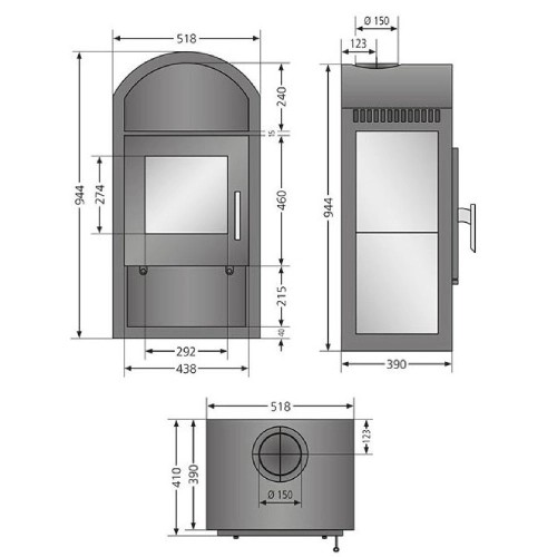 Voorbeeld: Houtkachel Justus Vegas 6 kW