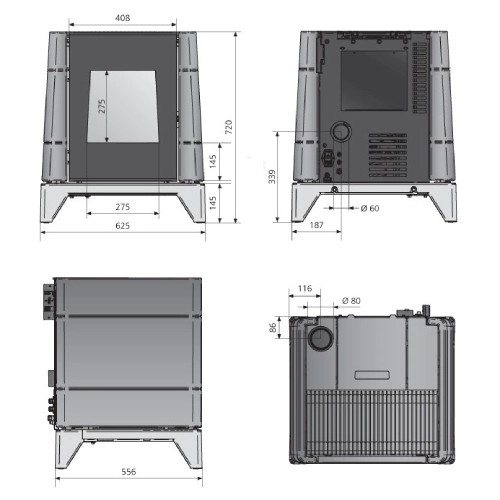 Voorbeeld: Pelletkachel Oranier Pio 5,5 kW