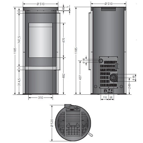 Voorbeeld: Pelletkachel Oranier Carus 2.0 | 6 kW