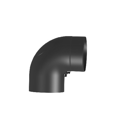 Kachelpijp - Bocht met volledige boog 90 ° met inspectiedeur - Diameter: 150 mm - zwart - Tecnovis Tec-Stahl
