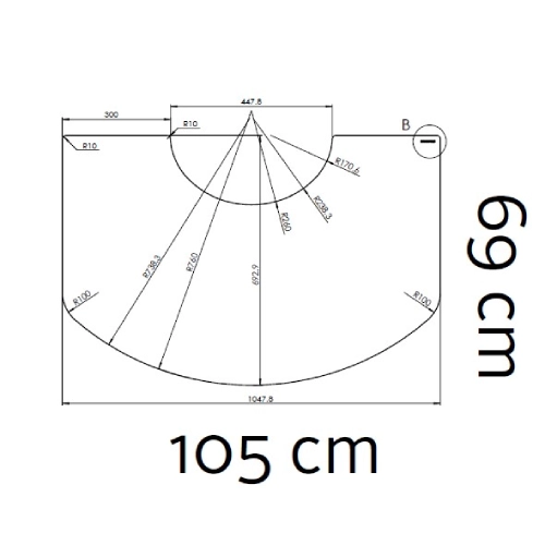 Kachel toebehoor Morsoe - Glazen vloerplaat 6 mm, 105 x 69 cm - 6100 / 6800