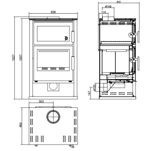 Voorbeeld: Houtkachel Haas & Sohn FUMO back plus 11,5 kW met bakoven