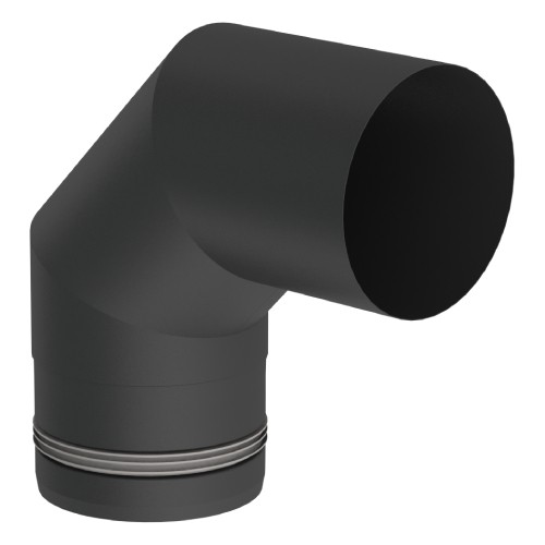 Rookkanaal Pelletkachel - Bocht 90° vast - zwartgeverfd - Tecnovis TEC-Pellet