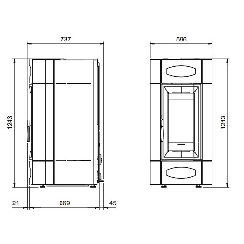 Voorbeeld: Pelletkachel La Nordica Extraflame Isidora Idro H23 5.0 | 27,6 kW watervoerend