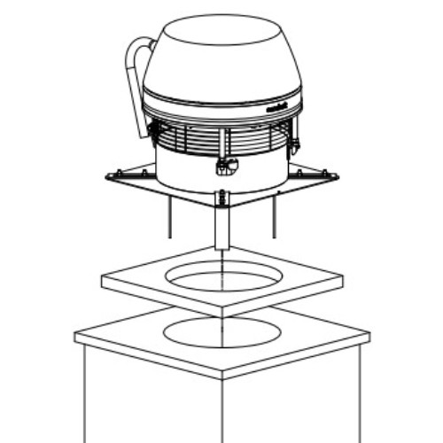 Voorbeeld: Rookgasventilator - horizontale uitblaas, bestendig tegen hoge temperaturen – Exodraft