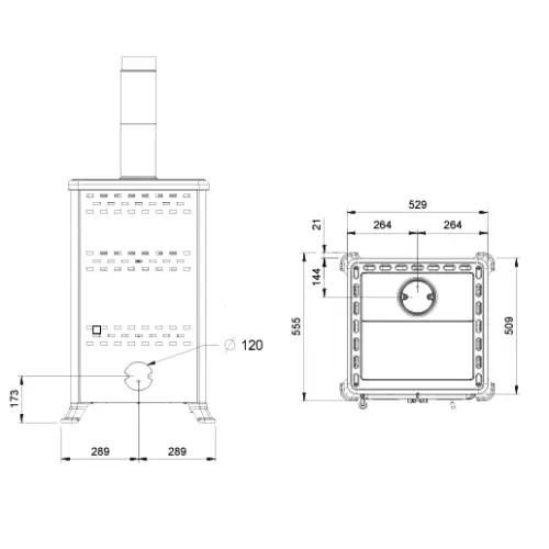 Voorbeeld: Houtkachel La Nordica Rossella R1 5.0 Petra 9 kW