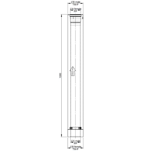 Voorbeeld: Lengte-element 1000 mm - concentrisch - Tecnovis TEC-LAS-PP